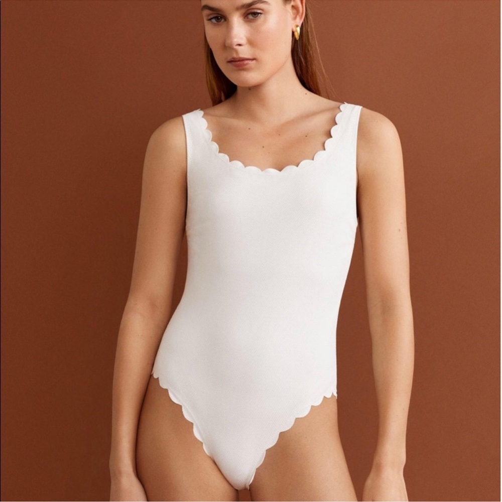 MANGO White Scalloped One piece Swimsuit